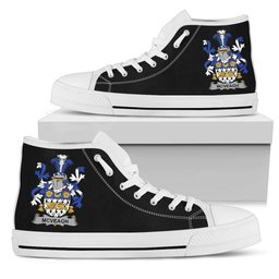 Irish McVeagh or McFingah Coat of Arms Family Crest Ireland High Top Shoes (Women's/Men's) Black/ White Irish Shoes