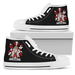 Irish Harne Coat of Arms Family Crest Ireland High Top Shoes (Women's/Men's) Black/ White Irish Shoes