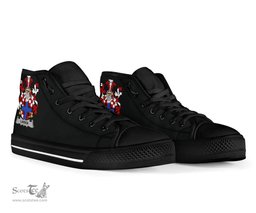 Irish Larkin or O'Larkin Coat of Arms Family Crest Ireland High Top Shoes (Women's/Men's) Black/ White Irish Shoes