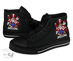Irish Larkin or O'Larkin Coat of Arms Family Crest Ireland High Top Shoes (Women's/Men's) Black/ White Irish Shoes