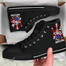 Irish Larkin or O'Larkin Coat of Arms Family Crest Ireland High Top Shoes (Women's/Men's) Black/ White Irish Shoes