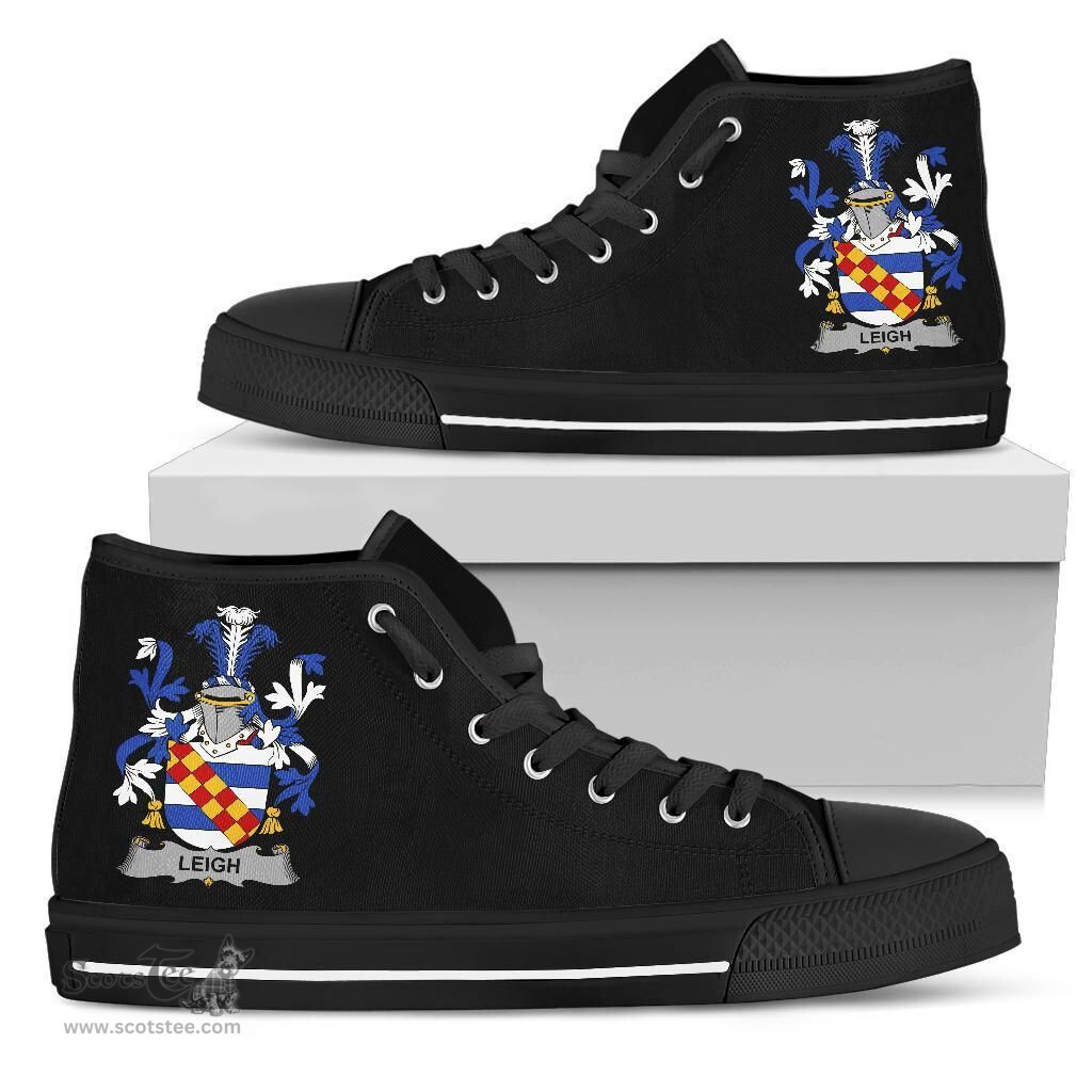 Irish Leigh or McLaeghis Coat of Arms Family Crest Ireland High Top Shoes (Women's/Men's) Black/ White Irish Shoes
