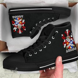 Irish McClintock Coat of Arms Family Crest Ireland High Top Shoes (Women's/Men's) Black/ White Irish Shoes