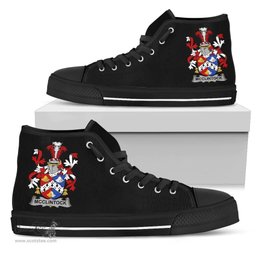 Irish McClintock Coat of Arms Family Crest Ireland High Top Shoes (Women's/Men's) Black/ White Irish Shoes