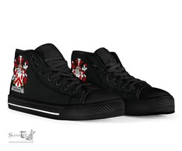 Irish Maynard Coat of Arms Family Crest Ireland High Top Shoes (Women's/Men's) Black/ White Irish Shoes