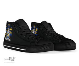 Irish Jameson Coat of Arms Family Crest Ireland High Top Shoes (Women's/Men's) Black/ White Irish Shoes