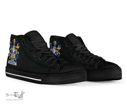 Irish Meagher or O'Maher Coat of Arms Family Crest Ireland High Top Shoes (Women's/Men's) Black/ White Irish Shoes
