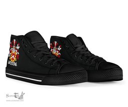 Irish Malpas Coat of Arms Family Crest Ireland High Top Shoes (Women's/Men's) Black/ White Irish Shoes