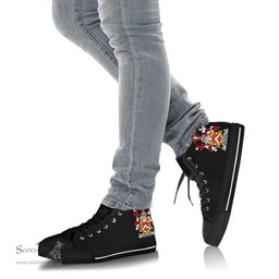 Irish Malpas Coat of Arms Family Crest Ireland High Top Shoes (Women's/Men's) Black/ White Irish Shoes
