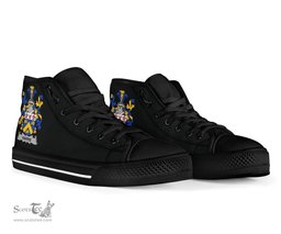 Irish Harris Coat of Arms Family Crest Ireland High Top Shoes (Women's/Men's) Black/ White Irish Shoes