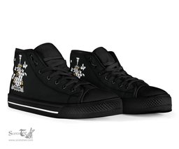 Irish Hanson or O'Hanson Coat of Arms Family Crest Ireland High Top Shoes (Women's/Men's) Black/ White Irish Shoes