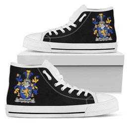 Irish Hartigan or O'Hartagan Coat of Arms Family Crest Ireland High Top Shoes (Women's/Men's) Black/ White Irish Shoes