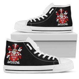 Irish Ireland Coat of Arms Family Crest Ireland High Top Shoes (Women's/Men's) Black/ White Irish Shoes