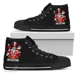 Irish Ireland Coat of Arms Family Crest Ireland High Top Shoes (Women's/Men's) Black/ White Irish Shoes