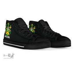 Irish Curdy or McCurdy Coat of Arms Family Crest Ireland High Top Shoes (Women's/Men's) Black/ White Irish Shoes