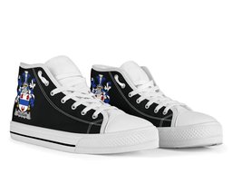 Irish Gilligan or McGilligan Coat of Arms Family Crest Ireland High Top Shoes (Women's/Men's) Black/ White Irish Shoes