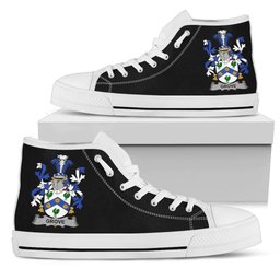 Irish Grove Coat of Arms Family Crest Ireland High Top Shoes (Women's/Men's) Black/ White Irish Shoes
