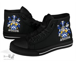 Irish Goldsmith Coat of Arms Family Crest Ireland High Top Shoes (Women's/Men's) Black/ White Irish Shoes