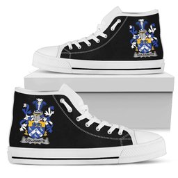Irish Goldsmith Coat of Arms Family Crest Ireland High Top Shoes (Women's/Men's) Black/ White Irish Shoes