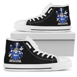 Irish Gorman or McGorman Coat of Arms Family Crest Ireland High Top Shoes (Women's/Men's) Black/ White Irish Shoes