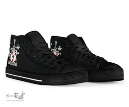 Irish Godfrey (of Bushfield) Coat of Arms Family Crest Ireland High Top Shoes (Women's/Men's) Black/ White Irish Shoes
