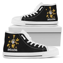 Irish Griffin or O'Griffy Coat of Arms Family Crest Ireland High Top Shoes (Women's/Men's) Black/ White Irish Shoes