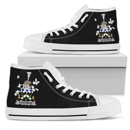 Irish Goodman Coat of Arms Family Crest Ireland High Top Shoes (Women's/Men's) Black/ White Irish Shoes