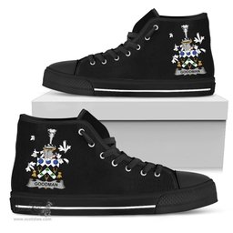 Irish Goodman Coat of Arms Family Crest Ireland High Top Shoes (Women's/Men's) Black/ White Irish Shoes