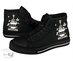 Irish Guest Coat of Arms Family Crest Ireland High Top Shoes (Women's/Men's) Black/ White Irish Shoes