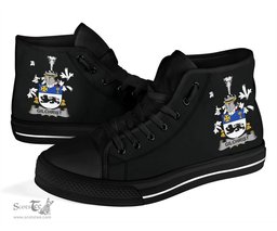 Irish Gilchrist or McGilchrist Coat of Arms Family Crest Ireland High Top Shoes (Women's/Men's) Black/ White Irish Shoes