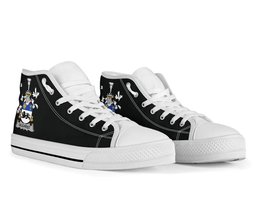 Irish Gilchrist or McGilchrist Coat of Arms Family Crest Ireland High Top Shoes (Women's/Men's) Black/ White Irish Shoes