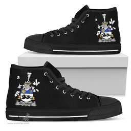 Irish Gilchrist or McGilchrist Coat of Arms Family Crest Ireland High Top Shoes (Women's/Men's) Black/ White Irish Shoes