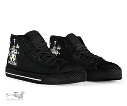 Irish Godley Coat of Arms Family Crest Ireland High Top Shoes (Women's/Men's) Black/ White Irish Shoes