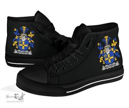 Irish Molyneux Coat of Arms Family Crest Ireland High Top Shoes (Women's/Men's) Black/ White Irish Shoes