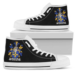 Irish Molyneux Coat of Arms Family Crest Ireland High Top Shoes (Women's/Men's) Black/ White Irish Shoes