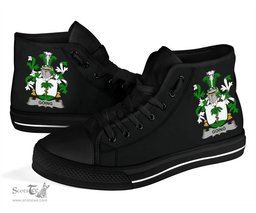 Irish Going Coat of Arms Family Crest Ireland High Top Shoes (Women's/Men's) Black/ White Irish Shoes