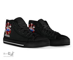 Irish Micklethwait Coat of Arms Family Crest Ireland High Top Shoes (Women's/Men's) Black/ White Irish Shoes