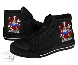 Irish Micklethwait Coat of Arms Family Crest Ireland High Top Shoes (Women's/Men's) Black/ White Irish Shoes