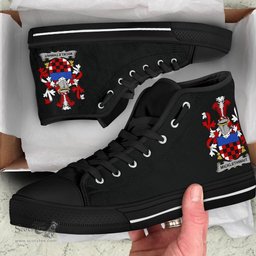 Irish Micklethwait Coat of Arms Family Crest Ireland High Top Shoes (Women's/Men's) Black/ White Irish Shoes