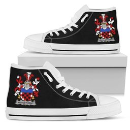 Irish Micklethwait Coat of Arms Family Crest Ireland High Top Shoes (Women's/Men's) Black/ White Irish Shoes