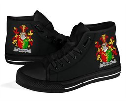Irish Gaynor or McGaynor Coat of Arms Family Crest Ireland High Top Shoes (Women's/Men's) Black/ White Irish Shoes