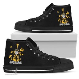 Irish Giles or Gyles Coat of Arms Family Crest Ireland High Top Shoes (Women's/Men's) Black/ White Irish Shoes