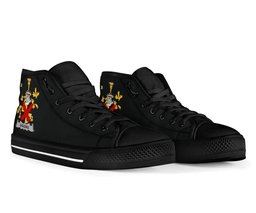 Irish Giggins Coat of Arms Family Crest Ireland High Top Shoes (Women's/Men's) Black/ White Irish Shoes