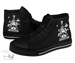 Irish Jackson Coat of Arms Family Crest Ireland High Top Shoes (Women's/Men's) Black/ White Irish Shoes