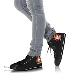 Irish Hare or O'Hare Coat of Arms Family Crest Ireland High Top Shoes (Women's/Men's) Black/ White Irish Shoes