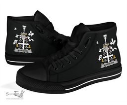 Irish Marbury or Maybery Coat of Arms Family Crest Ireland High Top Shoes (Women's/Men's) Black/ White Irish Shoes