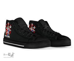 Irish Hardy Coat of Arms Family Crest Ireland High Top Shoes (Women's/Men's) Black/ White Irish Shoes