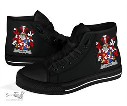 Irish Hardy Coat of Arms Family Crest Ireland High Top Shoes (Women's/Men's) Black/ White Irish Shoes