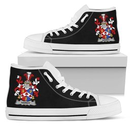 Irish Hardy Coat of Arms Family Crest Ireland High Top Shoes (Women's/Men's) Black/ White Irish Shoes