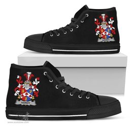 Irish Hardy Coat of Arms Family Crest Ireland High Top Shoes (Women's/Men's) Black/ White Irish Shoes